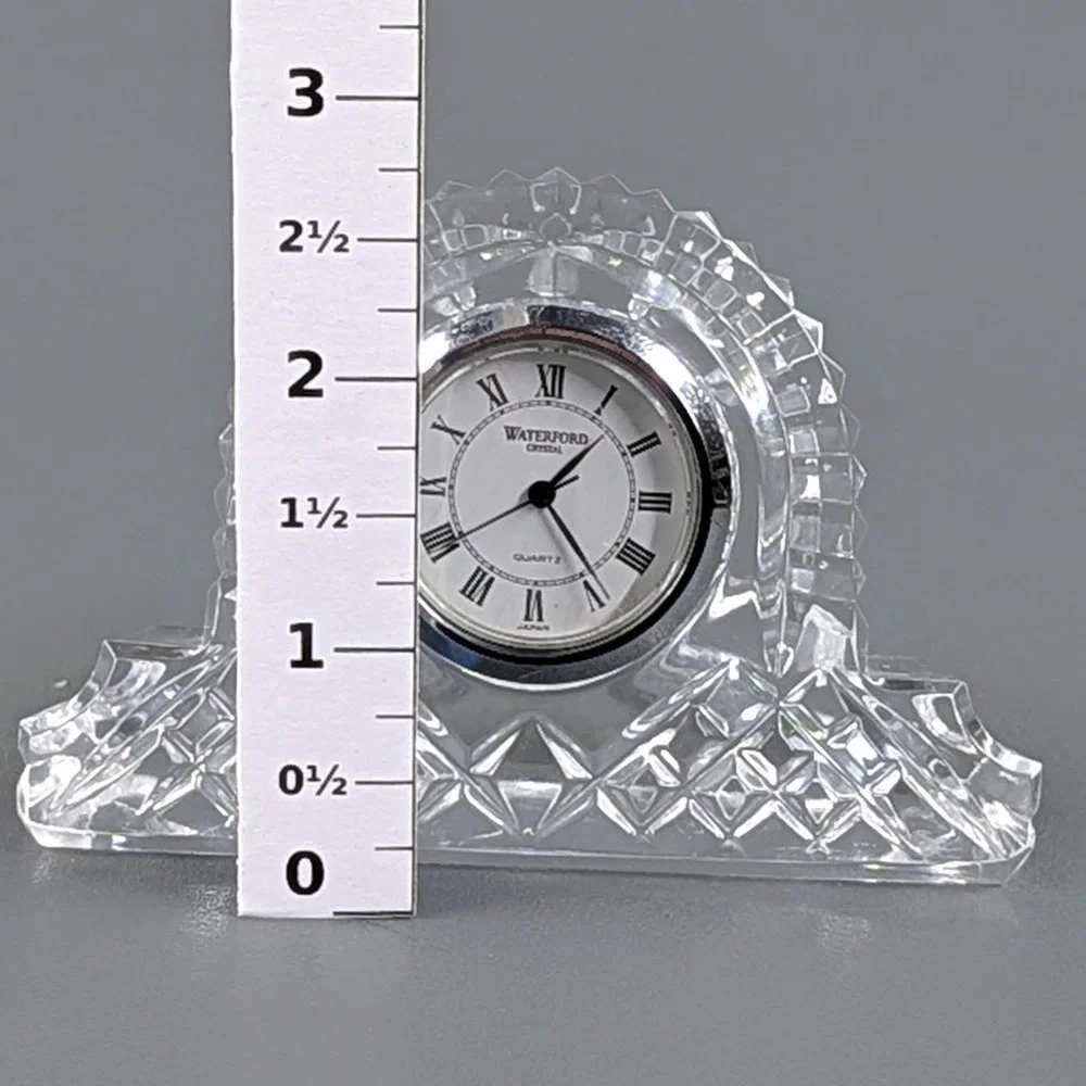 Waterford Crystal Desk Clock Quartz Mantle Style Roman Numeral Dial Japan Movt